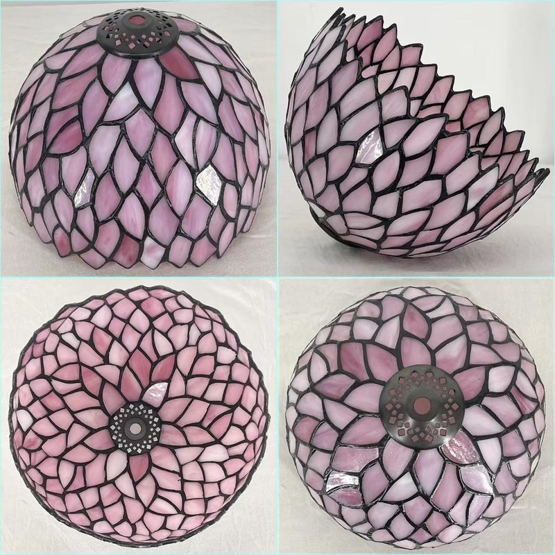 TCODTPOL Small Tiffany Lampshade Replacement Only Stained Glass Style Lamp Shade 8 Inch Fit for Table Desk Lamp, Pendant Ceiling Light Fixture (Pink Wisteria) - Image 3